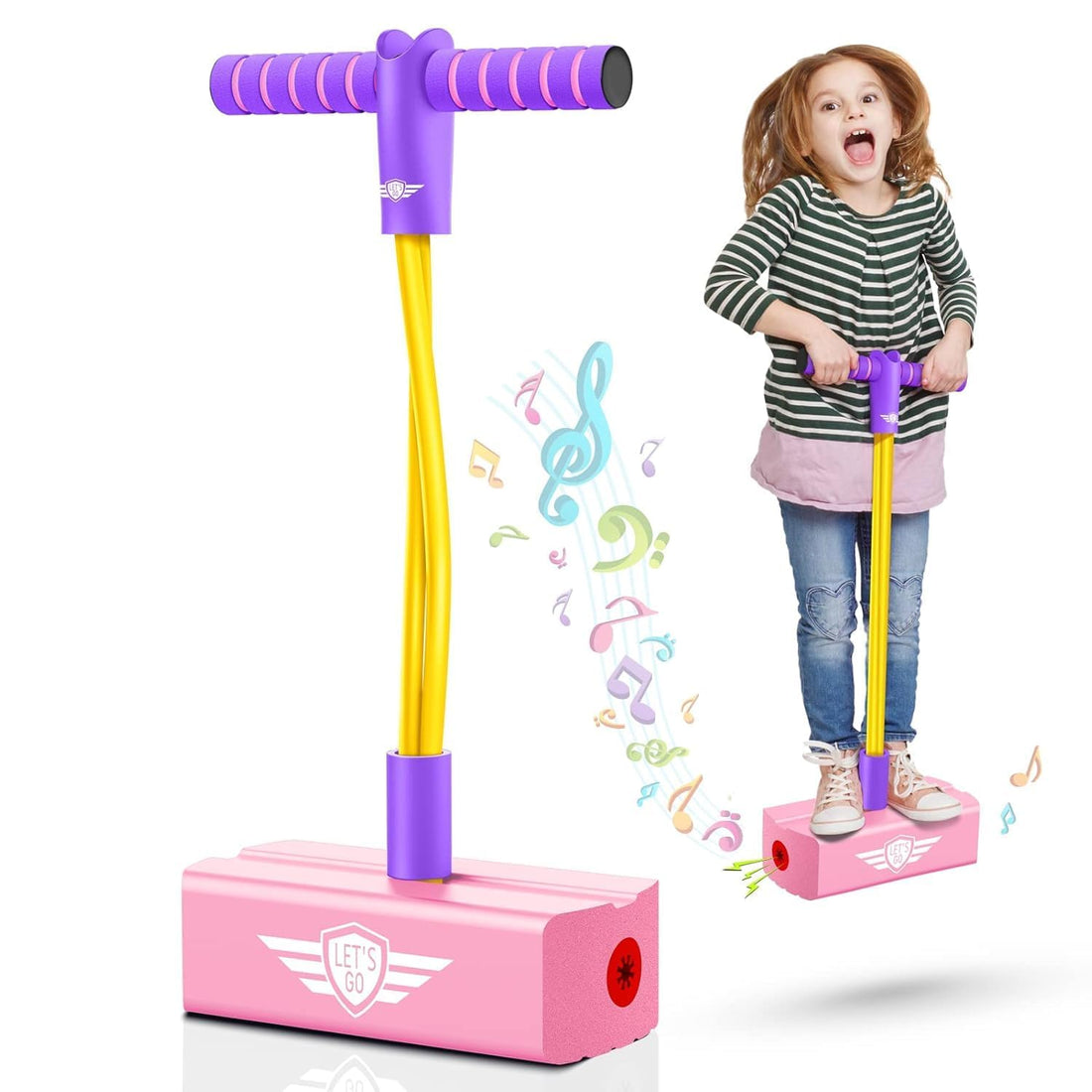 CRIYALE Kids Pogo Jumper Fun and Safe Pogo Stick for Toddlers, Durable Foam Bungee Jumping Stick Makes Squeaky Sounds Improves Balance, Bouncing Toy for Ages 3 and up Holds up to 250lbs - Multicolor